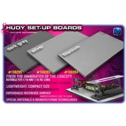AKCE - FLAT SET-UP BOARD FOR 1/10 TOURING CARS - SILVER GREY