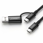 UGREEN Type-C Male to Type-C Male + USB A Male Data Cable 1m