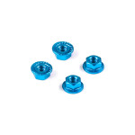 ALU NUT M4 WITH SERRATED FLANGE - BLUE (4) ALU NUT M4 WITH SERRATED FLANGE - BLUE (4)