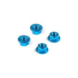 ALU NUT M4 WITH SERRATED FLANGE - BLUE (4)