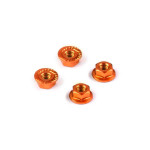 ALU NUT M4 WITH SERRATED FLANGE - ORANGE (4) ALU NUT M4 WITH SERRATED FLANGE - ORANGE (4)