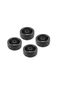 HUDY 1/10 PRE-CUT SLICK BELTED TIRES RIGHT & LEFT (2+2)