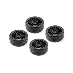 HUDY 1/10 PRE-CUT SLICK BELTED TIRES RIGHT & LEFT (2+2) HUDY 1/10 PRE-CUT SLICK BELTED TIRES RIGHT & LEFT (2+2)