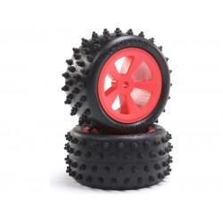 Losi kolo zadní s pneu 4 Row, červené (2): Mini JRX2