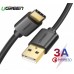 UGREEN USB-C kabel 0.25m, zlacený, černý
