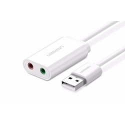 UGREEN externí USB 2.0 zvuková karta 15cm, bílá