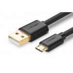 UGREEN Micro USB kabel 3m, zlacený, černý