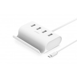 UGREEN USB-C hub s držákem telefonu, bílý