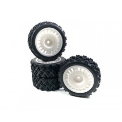 Sportovní pneumatiky Rally Block Design 1:10 včetně disků, sada 4ks, bílé