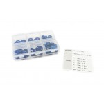 4mm sada podložek modré (6mm/8mm/10mm/12mm/14mm) plus M4 Matky v plastovém boxu