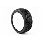 CLAYMORE V2 BUGGY S1 (SUPER SOFT) nalepené pneumatiky, bílé disky, 2 ks.