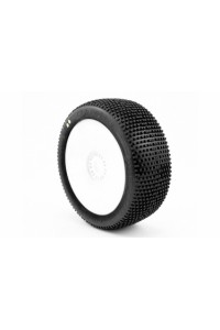 CLAYMORE V2 BUGGY S1 (SUPER SOFT) nalepené pneumatiky, bílé disky, 2 ks.