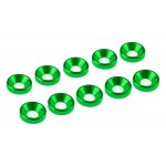 3 mm hliníkové konické podložky zelené, 10 ks.