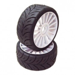 1/8 GT Sport gumy SOFT nalepené gumy, bílé disky, 2ks